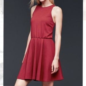 Gap Deep Red Fit & Flare Party Skater A-Line Dress Medium M Soft Date Fun Comfy
